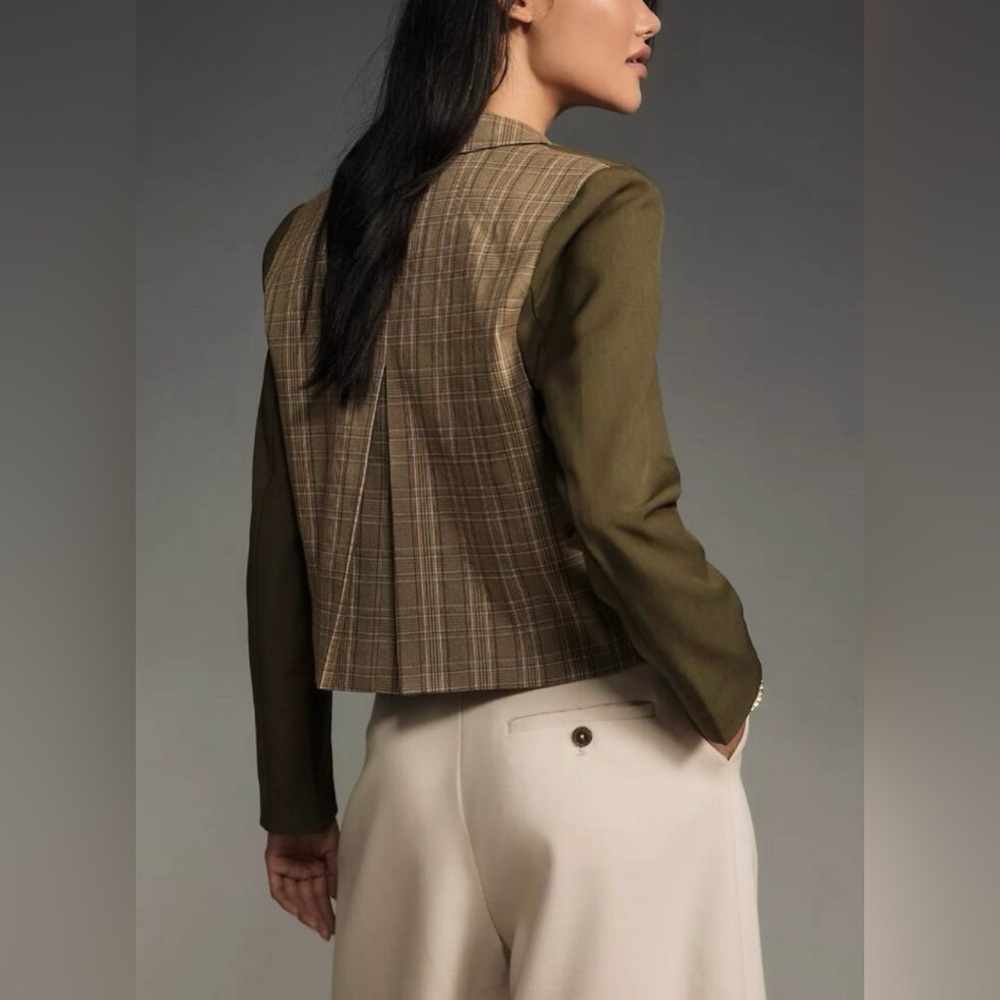NWT Dolan Cropped Blazer with Plaid Accents - Picture 9 of 9